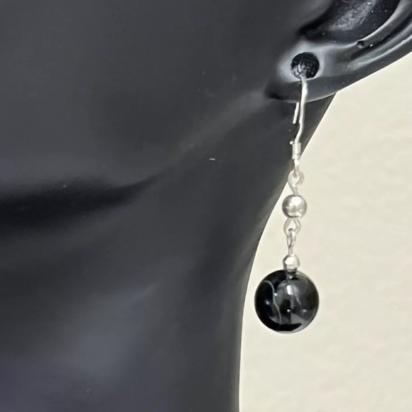 Handcrafted Rhodonite & Agate Necklace + Earrings - Sterling - Picture 3 of 6